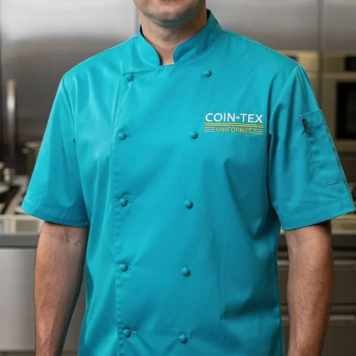 Veste de chef professionnelle à manches courtes – plusieurs couleurs | double boutonnage | légère | logo brodé